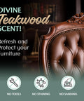 Premium Leather Furniture Salve And Deep Conditioner Set With Brush To Smooth Couches Sofas And Vinyl Get That Slick Shine Back Repair Scuffs In No Time 4oz on a chair with a teakwood scent in a library.