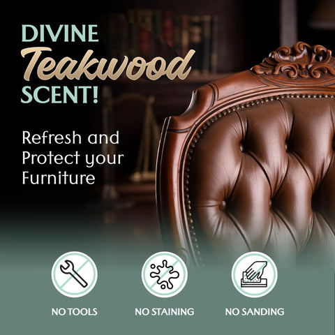 Premium Leather Furniture Salve And Deep Conditioner Set With Brush To Smooth Couches Sofas And Vinyl Get That Slick Shine Back Repair Scuffs In No Time 4oz on a chair with a teakwood scent in a library.