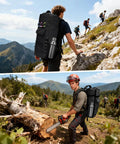Hikers with Rugged Large Capacity Climbing Rope Bag Built For Outdoor Climbers, Waterproof Oxford Shell, in mountain scenery