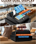 Cash Register With Fast 30 FPS Barcode Scanner And Multiport Connectivity Locking Cash Drawer Box 48 Keys 8 Digital Dual Display