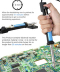 Desoldering Iron Solder Sucker Pro Grade 2 In 1 Tool 110V Desoldering Pump used on PCB with hand operation shown.