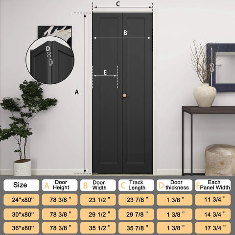 30 Inch By 80 Inch Bifold Barn Door Vinyl Wrapped Textured Black One Panel Bifold Closet Door With Hardware Kit Waterproof