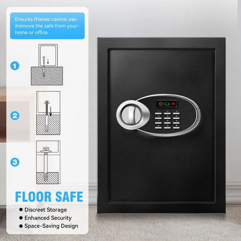 Front view of Big Ol 2.5 Cu Ft Fireproof Waterproof Safe Box For Documents And Valuables With Digital Keypad and Combination Lock