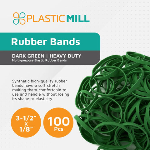 Dark Green Rubber Bands Size 33 3 1/2 In By 1/8 In 100 Pack Strong Elastic Bands For Crafts Balloon Garlands Office Files