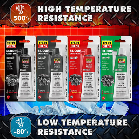 XPERT CHEMY RTV silicone gasket maker set of five automotive high-temp sealants in assorted colors