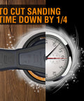 Image showing Powerful Random Orbital Sander With Brushless Motor, 5 And 6 Inch Pads, Central Vacuum Dust Collection in action with stopwatch.