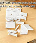 Components of the Adjustable Track Hinge for Track Saw Systems and MFT Style Workbenches with Universal Pivot Joint Connector