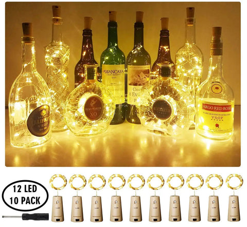 Wine Bottle Cork Lights With 12 LED Fairy String Lights Waterproof Battery Operated 10 Pack For Jars Parties Weddings