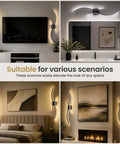 No Brainer Wireless Led Wall Sconces With Rock Solid 10000Mah Battery, 3CCT Lighting Tweak, Slick Black Shell, Quick Snap Install, Long Enduring Rechargeable Home Accent 2 Pack in various room settings.