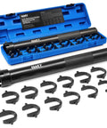 Orion Motor Tech Inner Tie Rod Removal Tool Kit with 12 crowfoot adapters, 1/2in drive tube in blue case