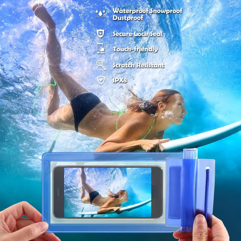 Phone underwater in 50 Pack Clear Waterproof Phone Pouches With Adjustable Lanyards, Universal Dry Bags For Beach, Pool, And Watersports