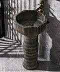 Premium Ceramic Vessel Sink, Slick Countertop Basin With Faucet And Drain Combo, hand crafted porcelain bathroom vanity bowl, unique textured design.