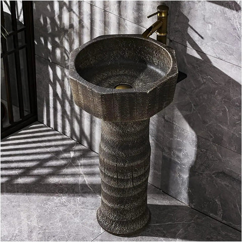 Premium Ceramic Vessel Sink, Slick Countertop Basin With Faucet And Drain Combo, hand crafted porcelain bathroom vanity bowl, unique textured design.