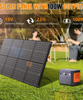 No-Fuss 100W Foldable Portable Solar Panel with Monocrystalline Cells and Output to Power Station on Grass