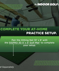 Indoor Golf Practice Net With 10x8 Ft Hitting Net And Impact Screen, golfer practicing inside, net setup in home garage