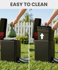 3 Gallon 12 Liter Dog Poop Trash Can with Lid and AbsorbX Odor Filter for Outdoor Use, shown being used in a backyard.