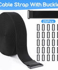 Heavy Duty 1.5 Inch By 20 Foot Cinch Straps Nylon With 25 Buckles Cut To Length Reusable Black Hook And Loop Cable Ties