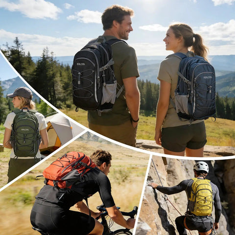 Group wearing Unisex 20L Lightweight Waterproof Hiking Backpack For Men And Women All Day Comfort With Breathable Ergonomic Back Panel