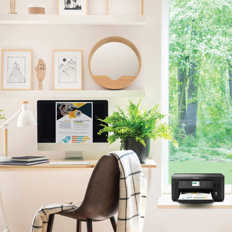 Expression Home XP 5200 Wireless All In One Printer With Scan Copy Auto 2 Sided Printing on desk in home office