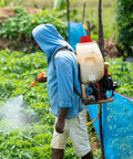 Person using knapsack sprayer with Gallon Sprayer Barrel Mouth Filter For Agriculture Sprayer 142 Millimeter Outer Diameter Filter Net