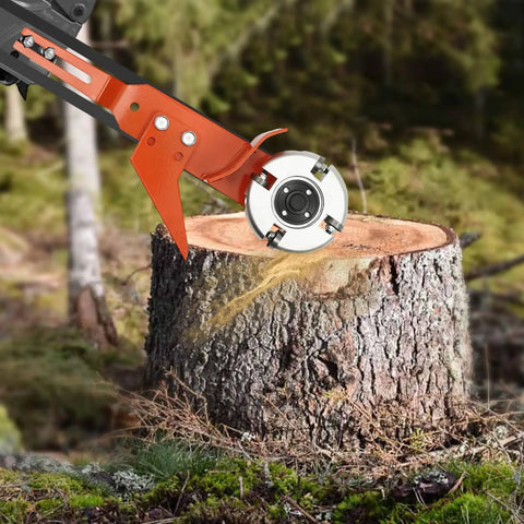 Knockout Chainsaw Mill Attachment And Log Debarker Peeler Featuring Four Heavy Duty Blades cutting a log into smooth lumber slabs.