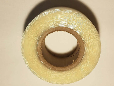 Top view of a roll of Two Inch By Zero Point Zero One Five Inch By One Hundred Foot Urethane Die Protection Film for press brake jobs.