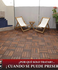 Heavy Hitter Oil Based Wood Preservative And Exterior Stain In Warm Pecan Hue used on a wooden deck in a patio setting.