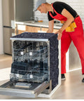Rock Solid Thermal Dishwasher And Lowkey Quiet Pipe Insulation Wraps Matte Grey Foam Roll 24 By 60 Inch being installed around a dishwasher.