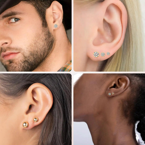 Allergen Free Stainless Steel Stud Earrings Set For Women, 10 Pairs Including Five 316L Ball Studs And Five 5A Plus Cubic Zirconia Pairs, Hypoallergenic Surgical Grade, 3mm Size, Everyday Sparkle You Can Rock on men and women ears