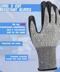 Level 5 Cut Resistant Gloves Set, 18 Pairs Lightweight Protective Work Gloves With PU Coated Palms, HPPE Shell