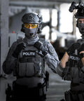 Policemen wearing tactical gear in a facility with M Pact Covert Tactical Gloves With Secure Fit For Men, Tough As Nails Touchscreen Capable Work Gloves With Impact Protection And Vibration Absorption, 0.8mm Synthetic Leather Black X Large.