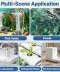 Three Sixteenth Inch Aquarium Airline Tubing Flexible Durable Six Point Five Feet Long For Fish Tanks Gardens Ponds And Terrariums Clear Plastic Air Hose for various applications including fish tanks, ponds, and hydroponic plants visible.