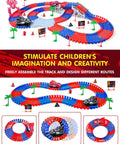 Spider Themed Race Track Set For Kids Ages 3 To 8 With Two Spider Cars And 212 Flexible Track Pieces, STEM Building Toy