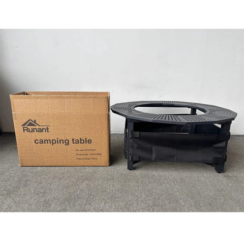 37 Inch Fire Pit Surround Tabletop For Solo Stove Bonfire Ranger 2.0 With Circular Safety Barrier And Heat Insulation Base