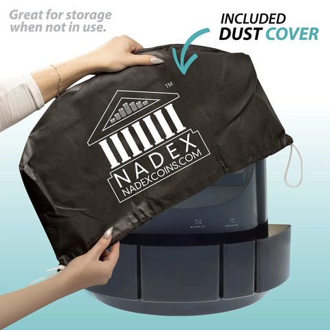 Efficient Coin Counter Sorter And Wrapper Machine That Counts, Sorts And Wraps Up To 300 Coins Per Minute With dust cover