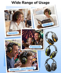 Collage showing different uses of All-Day Comfy Noise Reduction Earmuffs For Adults And Kids, NRR28dB Hearing Protection in various scenarios.
