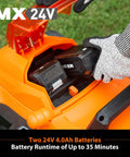 Brushless Cordless Lawn Mower With 48V Max Power 15 Inch Deck 2x24V 4Ah Batteries Dual Charger Lightweight