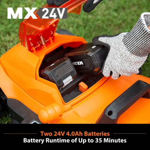 Brushless Cordless Lawn Mower With 48V Max Power 15 Inch Deck 2x24V 4Ah Batteries Dual Charger Lightweight