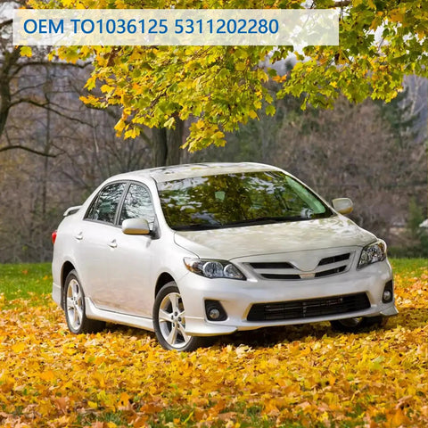Front view of 2011-2013 Toyota Corolla with Front Bumper Lower Grille for 2011 2012 2013 Toyota Corolla, Direct Replacement, Primed Black ABS.