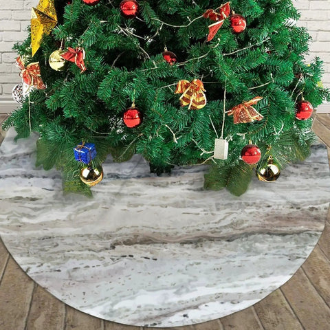 Cozy Grey Granite Stone Look Pattern Plush Christmas Tree Skirt 48 Inch Made From 100 Percent Polyester Brushed Fabric Covers Tree Base And Stand, Classic Holiday Decor That Levels Up Your Xmas Vibe under decorated Christmas tree