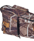 Close-up of camouflage soft tactical crossbow case with backpack straps and zipper for easy access; size 38x27 inches