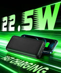 Two Pack Portable Charger PD 22.5W Power Bank 20000mAh Fast Charge for phone with green fast charging graphics