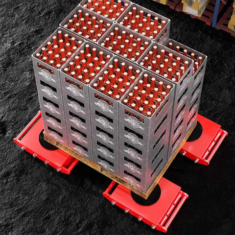Heavy Duty Steel Machinery Skate Dollies For Room Redo Moves With 360 Swivel Non Slip Casters To Glide Heavy Appliances Smoothly stacked under crates of bottles