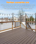 4 Ft Outdoor String Light Poles, 2 Pack, Freestanding Deck Patio Hanging Poles With Fixing Clips shown on a snowy deck