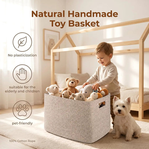 Spacious Brown Cotton Rope Basket Provides Solid Game Changing Storage For Family Areas Woven Tub Carries Heavy Comforters Fluffy Towels Playroom Toys Fast Daily Declutter And Lazy Sunday Vibes