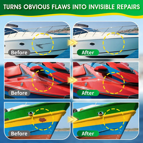 Marine Fiberglass Repair Kit 4.2 Oz Gel Coat Repair For Boats And Watercraft, DIY-friendly before and after photo