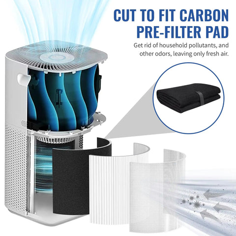 Universal Carbon Pre Filter Pad Roll Cut To Fit For Air Purifiers Furnaces And Air Conditioners Filters Charcoal Odor Control