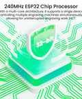 Laser engraver concept art: green circuit-board background with 32-bit shield emblem