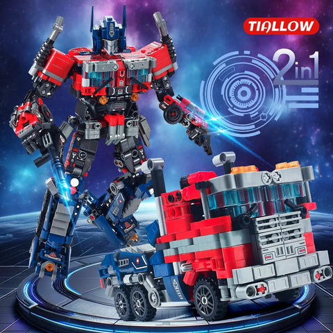 Mech Robot Transform Set With 786 Pieces Dual Design Building Block Kit Compatible With Lego red and blue robot build