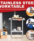 NSF Commercial Kitchen Table 30 X 12 Inch Stainless Steel Island Prep Station with Adjustable Under Shelf in kitchen setting